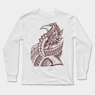 Pacific Island Pattern - Brown Long Sleeve T-Shirt